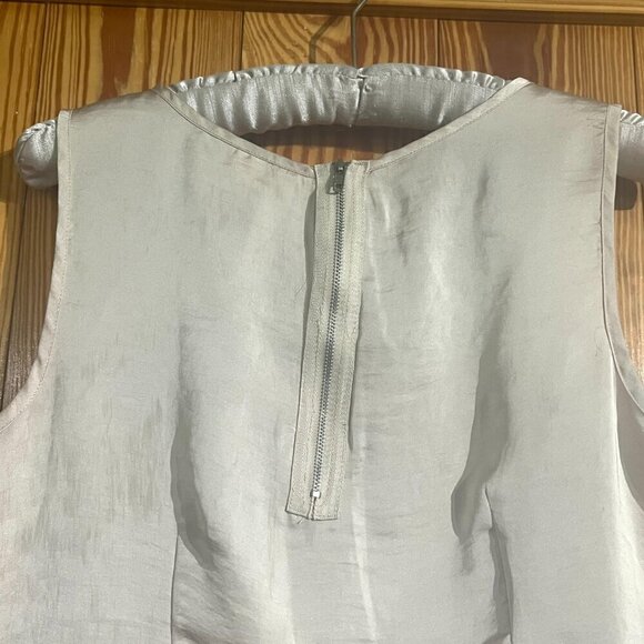 ADIVA Satin Feel Sleeveless Top / Shell Ruffle 3D Floral Appliqué Accent Ivory - Picture 7 of 11